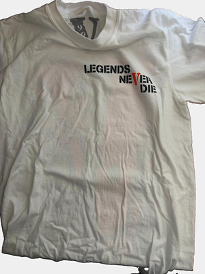 VLONE Men's Size S White Cotton Crew Neck Short Sleeve Legends Never Die Tee
