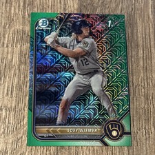 2022 Bowman Chrome JOEY WIEMER Green Mojo Refractor /99 #BCP-207 Brewers SP