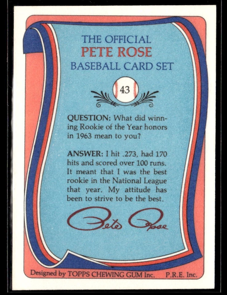 1985 Topps Renata Galasso Pete Rose #43 Pete Rose Reds Baseball Card 1402L - Image 2 of 2