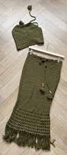 Boohoo Premium Crochet Tassel Maxi Skirt And Halterneck Top Set / size small