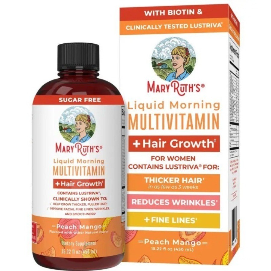 MaryRuth's Liquid Multivitamin Hair Growth 450mL Peach Mango - 1/2/3 Bottles
