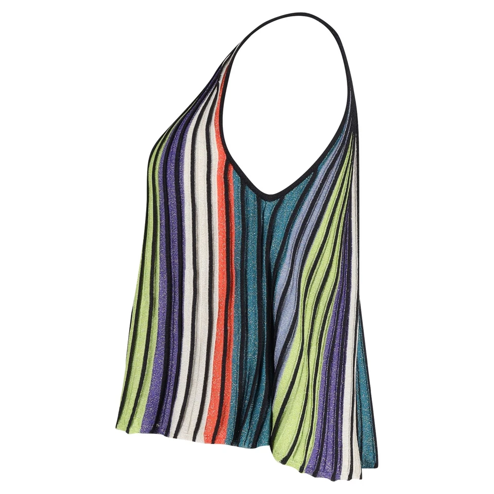 M Missoni Knit Detail Pleated Sleeveless Top in  Multicolor Striped Lurex — 第 2/3 张图片