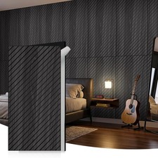 WoveN SounD Acoustic Wall Panels, Black Oak, 10 Pack, Twill Slat