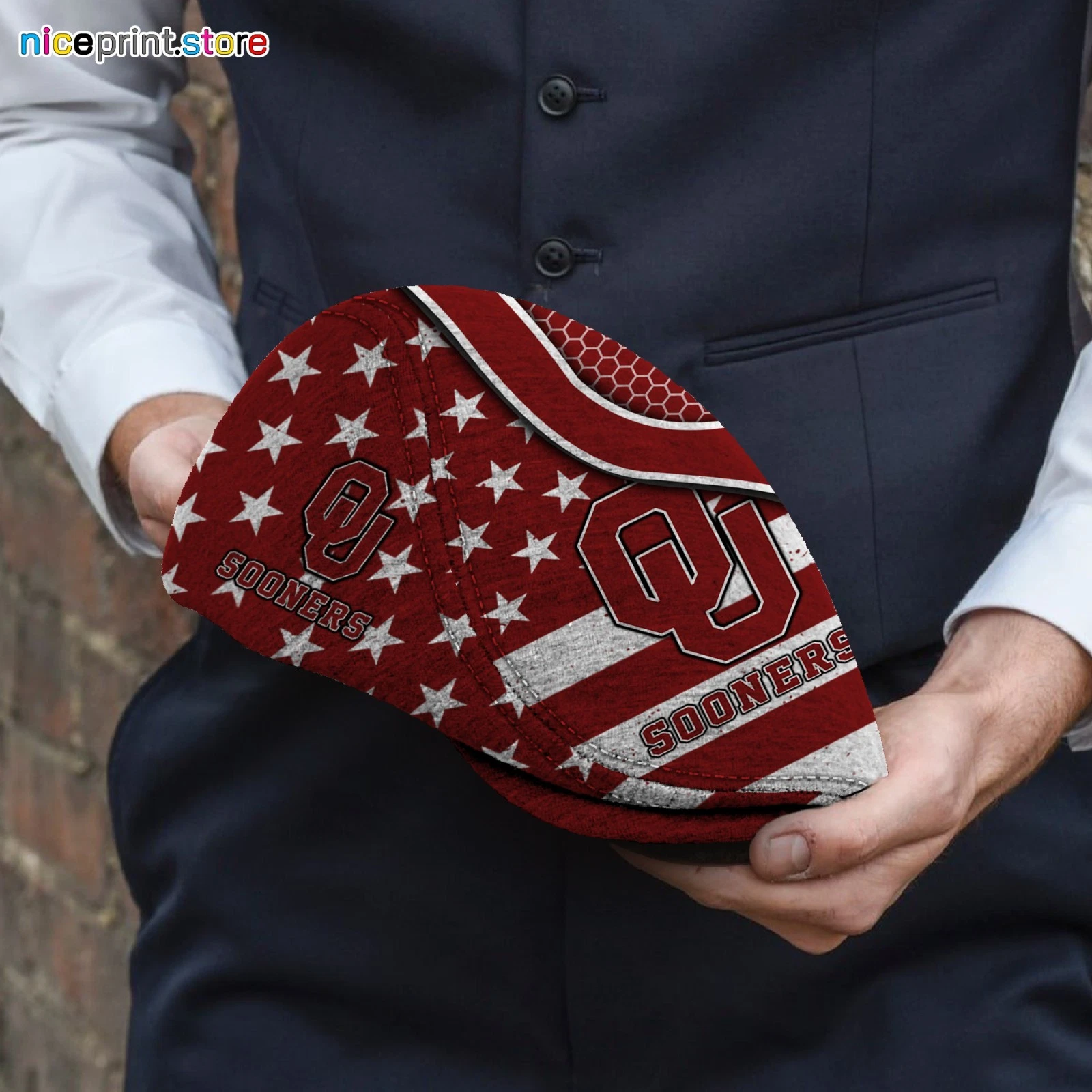 Oklahoma Sooners Jeff Cap NCAA Golf & Newsboy Cap