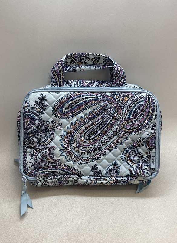 Vera Bradley Blue Purple Paisley Quilted Recycled Cotton Cosmetic Toiletry Bag
