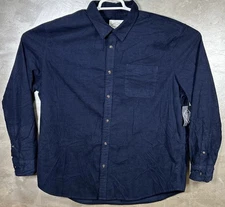 New St Johns Bay Corduroy Shirt Men's Button Down Long Sleeve Navy Blue Size M