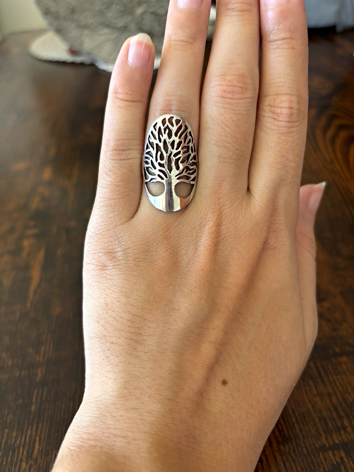 925 Sterling Silver Tree of Life Oval Band Ring Size 7 No Stone | eBay