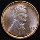 1909 VDB Lincoln Wheat Penny Cent Uncirculated TONED!