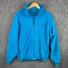 Vintage Patagonia Jacket Mens Medium Blue Deep Pile Fleece Zip Up Made In USA