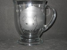 NEW ETCHED GUINEA PIG GLASS COFFEE HOT CHOCOLATE HANDLED MUG