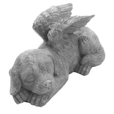 Dog Angel Pet Memorial Tombstone Marking Statue, Resin, Stone Finish G1T26747
