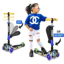 Hurtle 3 Wheel Kick Scooter w/ LED Lights, Graffiti, Off Road (Open Box)