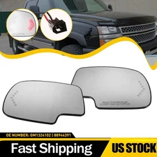 Left & Right Side Heated Rear View Mirror Glass For 2003-2007 Chevy GMC Cadillac