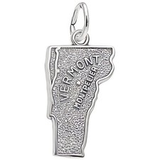 Montpelier Vermont Map Charm - Metal - Sterling Silver