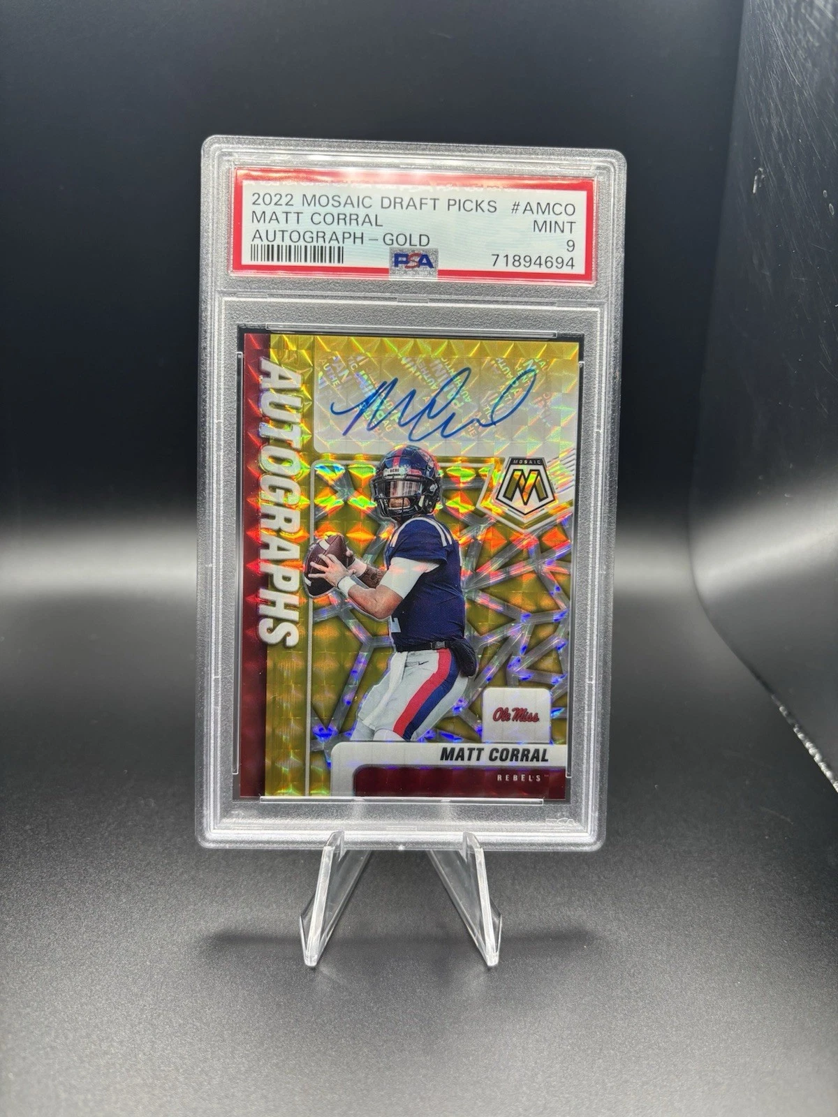 Matt Corral Panini Mosaic Draft Picks Autographs #AMCO Gold