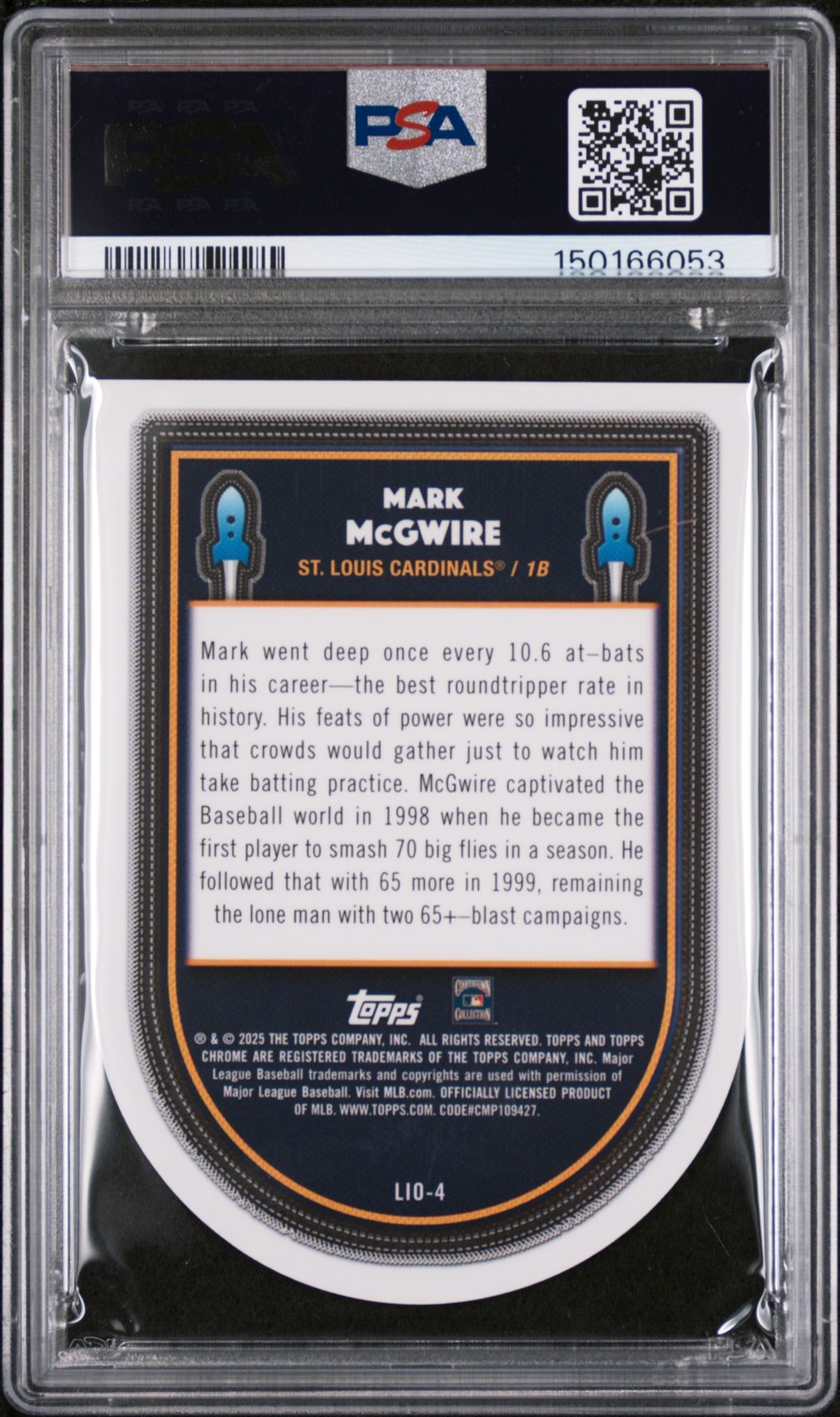 2025 TOPPS COSMIC CHROME LAUNCHED INTO ORBIT GOLD MARK MCGWIRE 33/50 PSA 10 view 2