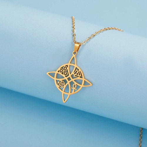 Heiß neu Hexerei Hexenknoten Anhänger Halskette für Frauen Edelstahl Amulett - Bild 5 von 22