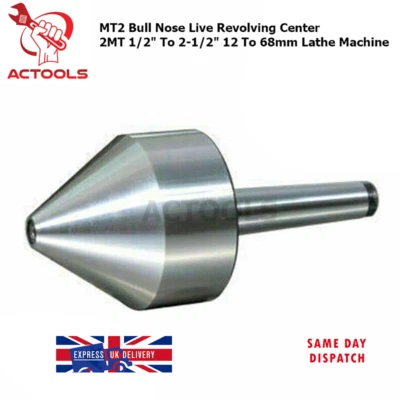 ACTOOLS 2MT Lathe Machine MT2 Bull Nose Live Revolving Center 1/2" - 2-1/2" (12 to 68mm)
