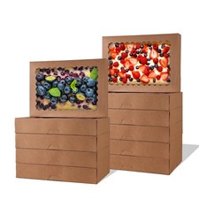 8pcs Cookie Boxes14x10x2.5 Inch Large Bakery Boxes with Window for Pies Choco...