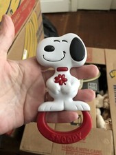 Snoopy Peanuts Baby Rattle 1966 Black White  Red Toy Vintage 5"