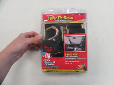 #ad ROD SAVER TRAILER TIE DOWN PAIR 31 1 2quot; X 2 3 4quot; BLACK 1300 MAX LOAD MARINE BOAT $29.95