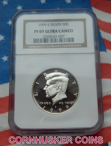 1999 S KENNEDY 90% SILVER HALF DOLLAR NGC PF 69 ULTRA CAMEO
