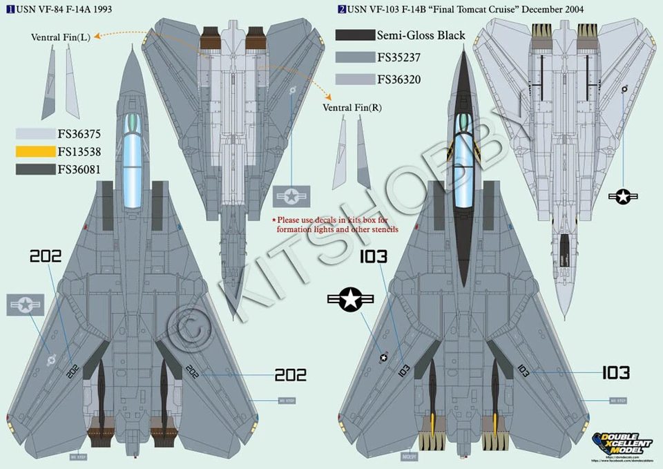 DXM decal 1/48 USN F-14 Tomcat Collection 1 (VF-84 / VF-101 / VF-103 & IRIAF) - Image 3 of 4