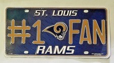 NFL St. Louis Rams Embossed Metal Car Truck Tag Auto License Plate Sign