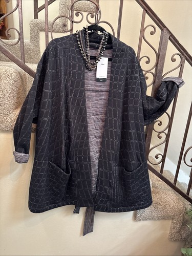 NUEVO CON ETIQUETAS Nike Yoga Therma-FIT Luxe Talla 2X Chaqueta Kimono Reversible Jacquard Envolvente $140 - Imagen 3 de 11