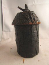 ancien pot a tabac tabatiere en bois et ecorce epoque fin 19 eme 