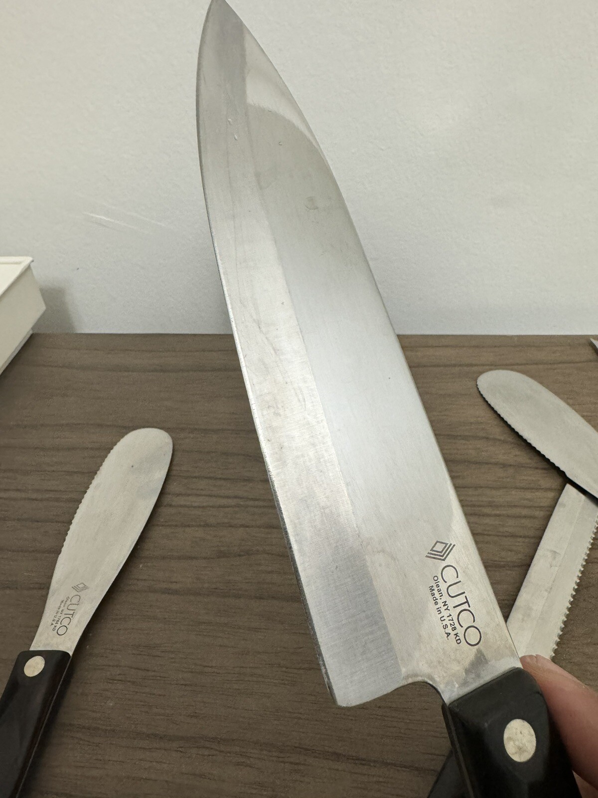 5 pc Cutco Knife Set 1742 Wall Rack w/ 1729 1768 1721 1768 1728 Brown