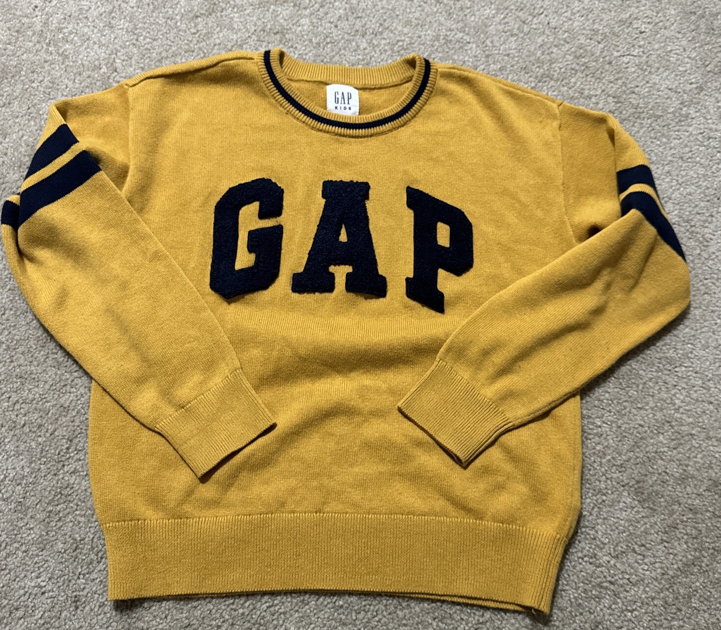Gap Kids Yellow Sweater Long Sleeve Crewneck - Size Medium 7-8 Retro Throwback