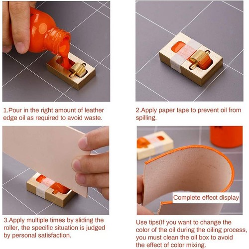 Messing Leder handwerk Ölgemälde-Box Farbstoff-Werkzeug Kanten walze aus Leder - Bild 3 von 11