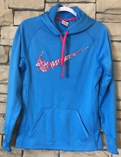 NIKE THERMA FIT Hoodie Teal w/Pink Just Do It Swoosh Womens Sz XS - Activewear