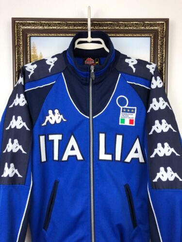 Vintage 1999 Italy Kappa Warm Up Soccer Jacket Football Track Top Blue Zip Gr. S - Bild 3 von 16