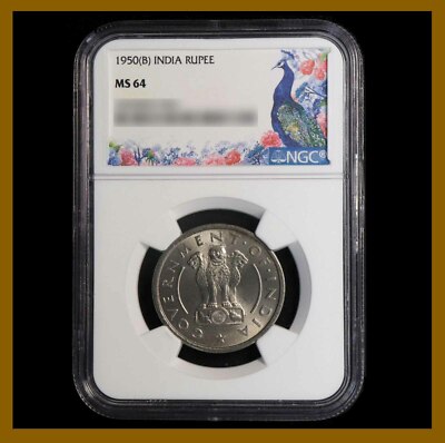 India 1 Rupee, 1950 (B) Bombay NGC MS 64 Wheat Ashoka Lion 4466090-011
