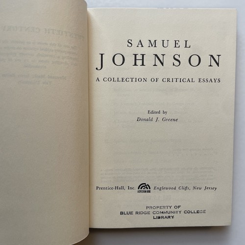 Samuel Johnson: A Collection of Critical Essays -hardcover by Donald Green, 1965 - Picture 8 of 14