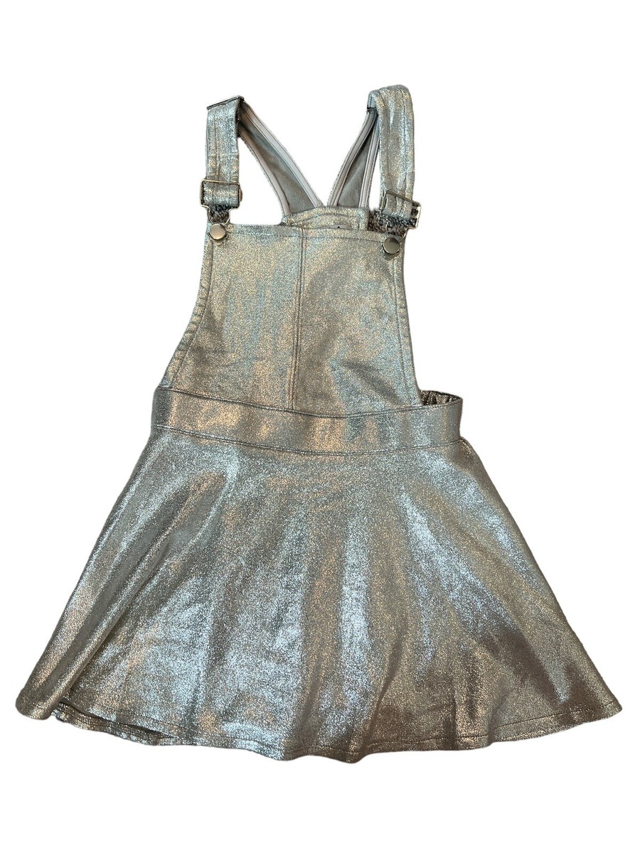 MIA New York Girls Metallic Silver Glitter Overall Dress Size 5 | eBay