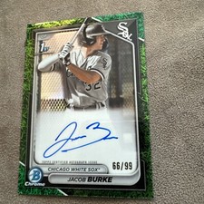 2024 Bowman Chrome Jacob Burke Green Parallel Autograph 66/99 CPA-JB Sharp