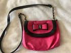 Cute Women’s Betsey Johnson Pink Bow & Black Crossbody Purse Bag