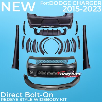 Fit For 2015-2023 Dodge Charger Widebody Kit Front Rear Bumper Hellcat Style Lip