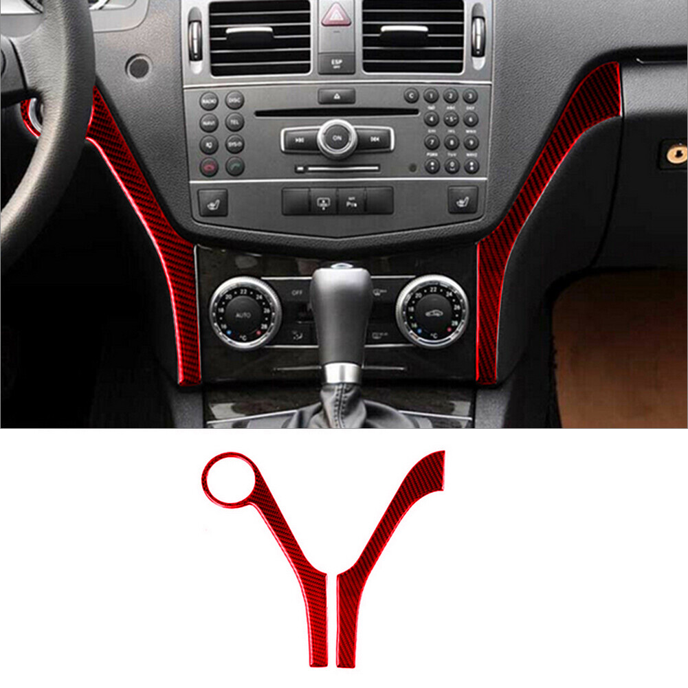 For Mercedes-Benz C-Class W204 Red Carbon Fiber Interior Dashboard