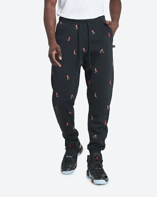 Nike Jordan Essentials All Over Print Fleece Joggers Black DH3519-010 Men's XXL
