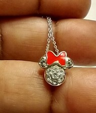 Minnie Mouse Crystal Charm Necklace NKL610