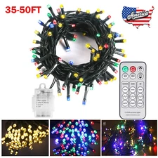 35-50FT Battery Powered String Lights 9 Modes Outdoor Garden Wedding Party Xmas