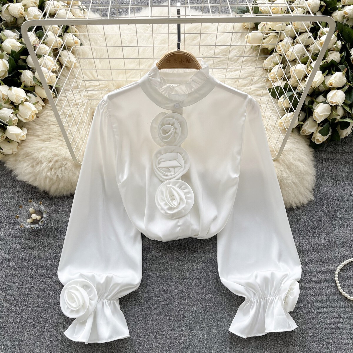 sheller 3D flower ruffle tops 3D flower ruffle tops