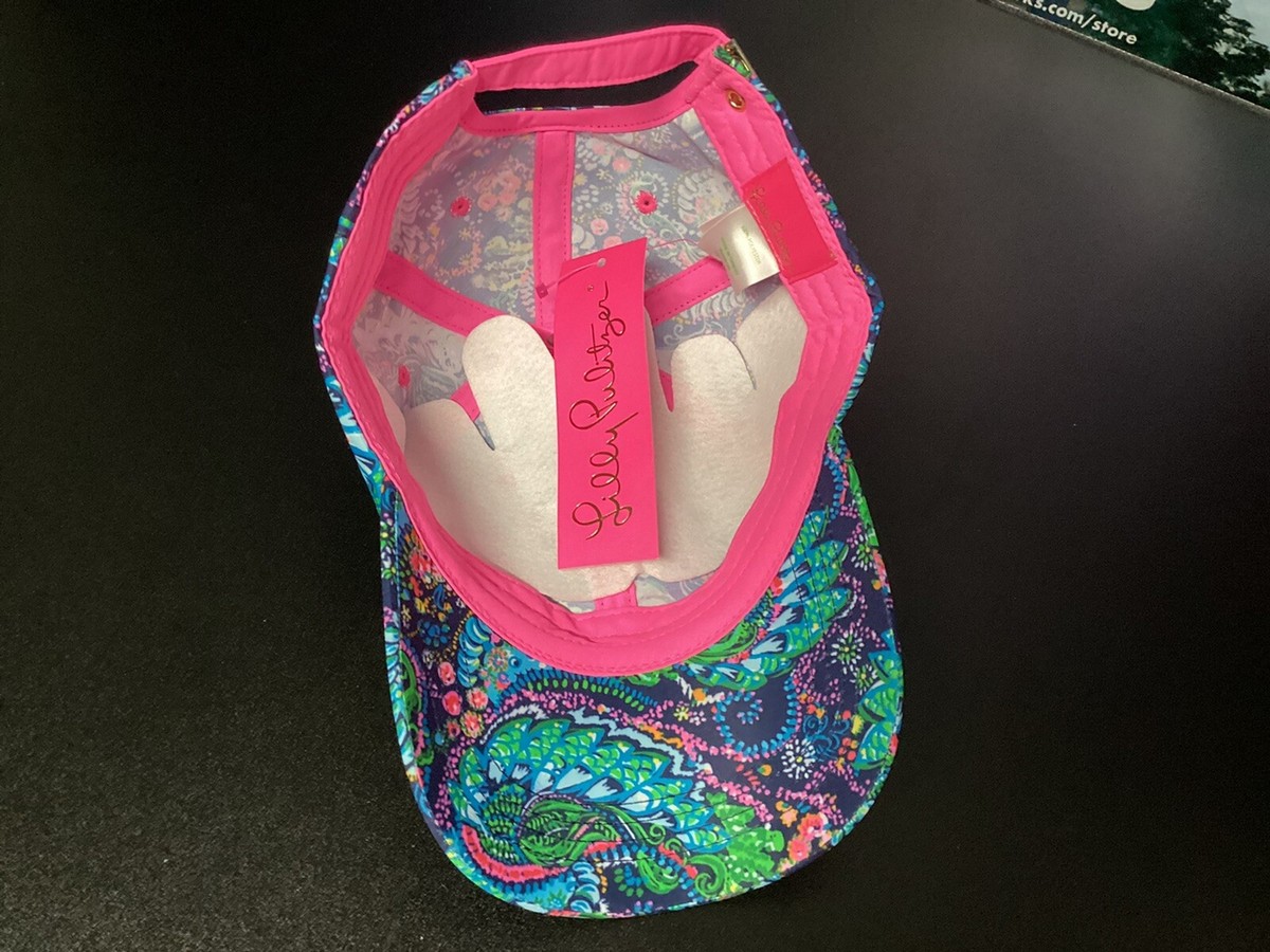 New Lilly Pulitzer Run Around Borealis Blue Coral Swim On Over Baseball Cap Solid Run Around Hat | Blue Ibiza | Lilly Pulitzer main image 3