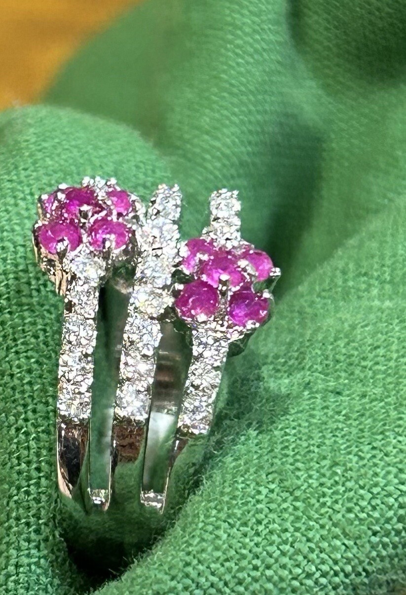 Ruby Topaz 925 Solid Sterling Silver Ring Size 8 - image 2