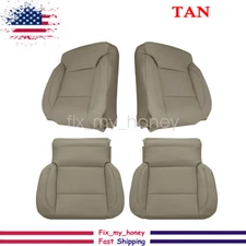 Driver Passenger Bottom Top Leather Seat Cover Tan For 15-19 Silverado Tahoe New