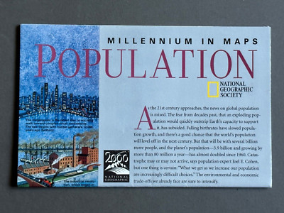 Millennium in Maps, Population, National Geographic, Map & Poster, 1998